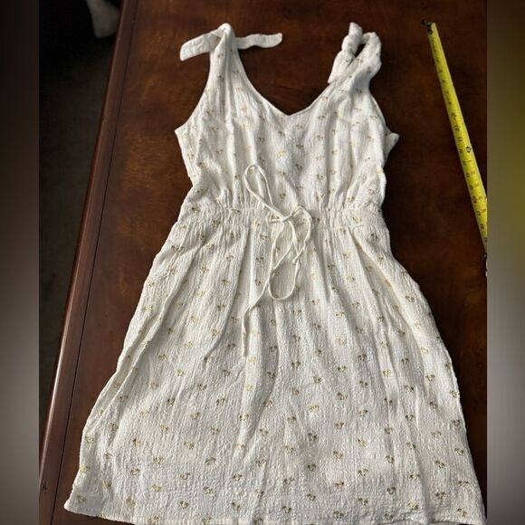 For Cynthia White Dress with Gold Palm Tree Print Sleeveless NEW Size Small - Picture 8 of 12